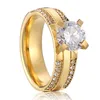 3 pcs Conjuntos de anel de noivado CZ Moissanite Diamante Mulher Homens Casamento 18K Banhado A Ouro Anéis de Casamento para Casais