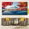 Leinwand Wandkunst große Kunstdrucke Wohnkultur Leinwand Malerei Wandkunst Mount Fuji in Herbst Wand Bild Für Wohnzimmer NO REAMED # 205