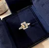 S925 silver charm punk band ring with Rectangle shape diamond for women engagment jewelry gift have stamp PS8829251B