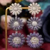 missvikki Luxury Gorgeous Bloom Flowers Long Dangle Women Fine Full CZ Bridal Wedding 2021 Earrings Jewelry