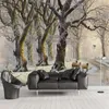 Обои 3D Стерео Маслом живопись Снежная сцена Лес овечья Облигация Пользовательские Обои Домашний декор Спальня Флористическая стена Спальня
