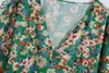 H.SA European och American Summer Wind Women's V-Neck Printed Midi Skirt Dress 1625 210716