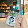 600ml Starbucks Mugs Yaratıcı Ins Mason Saman Kupası Ayı Tarzı Cam Kupası Kadınlar Büyük Kapasiteli Hediye Kupaları222n