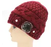 O chapéu de malha do inverno ajusta a moda mulheres floral bonnet lã misturada pele de coelho quente lenço ao ar livre soletchy headwear cap 211119