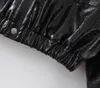 Damska skóra Faux 2021Winter Kobiety Wyściełane PU Płaszcz Fur Park Kurtka Ciepła Przycięta Z Długim Rękawem Znosić Motocykl Czarny Krótki