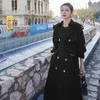 Kamek Trench Coats Vintage Fashion Lange podwójnie piersi Vrouwen Trenchcoats Met Riem Lady Stofdoek Jas Vrouwelijke Mantel