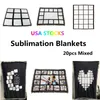 Local Warehouse! Sublimation Blanks Throw Blankets 9 15 20 Penels Baby Printed Blanket Heat Transfer Printing Moon Heart Sofa Wraps Mixed Pattens 20pcs Lot DIY Mats