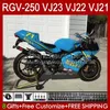 Suzuki Blue Glossy RGVT RGV 250 CC RGV250 SAPC VJ23カウリングRGV-250CCボディ107HC.103 RGVT-250 VJ 23 RGV-250 Panel 97 98 RVG250 250CC 1997 1997フェアリングキット