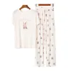 Korte pyjama femme zomer katoen modale korte mouwen slaaptoppen met cartoon ontwerp afdrukken huis shorts pyjama vrouw 210809
