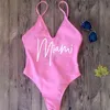 Femme string rembourré Sexy maillot de bain Miami HOLA plages femmes fusionné maillots de bain dos nu baigneur Monokini maillots de bain 210702