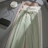 Internet Celebrity Pantaloni a gamba larga Vita alta da donna Primavera ed estate 2020 New Loose Drooping Straight Cropped Y0811