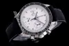 OMF Moonwatch Manual Winding Chronograph Mens Watch 42mm Black Bezel White Dial Nylon Strap 311.32.42.30.04.003 Super Edition Watches 2021 New Puretime M55d4