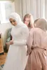 Saudi-arabische muslimische Vintage A-Linie Plus Size Brautkleider SpitzeApplique Sweep Zug Tüll Langarm Brautkleider Vestido De Novia