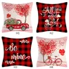 Valentine Plaid Pillow Case Love Heart Pattern 18 Inches Throw Pillow Covers for Valentines Day Sofa Home Decor