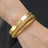 3pcs/set Royal Roman Bracelets 케이블 말굽 버클 뱅글 스테인레스 스틸 풀 세이라 보석류 액세서리 1038692