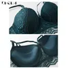 Top Sexy Underwear Set Cotton Push-Up Bra And Panty Sets 3/4 Cup Brand Green Lace Lingerie Set Women Deep V Brassiere Black 211104