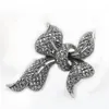 Broches, broches strass noir broche fleur rose feuilles arc symbole élégant broche de mariage perles de verre cristal pour femmes filles