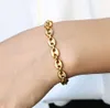 Män kvinna mode 18k guldpläterad rostfritt stål kaffe bön oval halsband kedja 8mm bredd marina länk kedja armband hip hop smycken