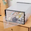 Transparent Enlarged Shoe Box Foldable Storage Plastic Clear Home Organizer Stackable Display Superimposed Combination Shoes Containers Cabinet Boxes HY0035