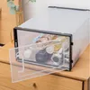 Vergrößerter transparenter Schuhkarton faltbarer Speicherplastik Clear Home Organizer Stapelbares Display überlagerte Kombinationschuhe Behälter Schrankkisten JY0531