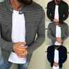 Sports Casual Hommes Veste Hommes Automne Plis Slim Stripe Fit Zipper À Manches Longues Manteau Cardigan 211214