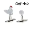 للرجال White Hen Cuff Links مجوهرات الأب شخصية أزرار أكمام مع هدية مربع بواسطة كوفارتس C20041