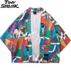 Japanska Ukiyoe Kimono Jackor Mens harajuku Streetwear Jacket Coat Spring Sommar Hip Hop Thin Gown Japan Style Hipster 211110