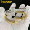 Iced Out Bling Otwarty Kwadrat Cyrkon Charm Bransoletka Złoto Srebrny Kolor Baguette AAA CZ Bangle dla Mężczyzn Kobiety Hiphop Biżuteria 211221