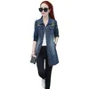 Denim Jacket Women Blue S-5XL Plus Storlek 202 Vår Höst Koreansk Fashion Slim Broderi Vintage Långärmad Coat Feminina LR793 210531