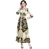 Baroque Floral Lapel Shirt Dress With Belt Woman Designer Long Sleeve Slim High Waist Elegant Print Fit Party Vintage Dressess 2024 Spring Fall Chic Runway Ballgown