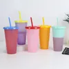 US STOCK 24oz Color Changing Cup Magic Plastic Drinking Tumblers with Lid and Straw Reusable Clear Colors Cold Cup Summer Beer Mugs 839 Z2