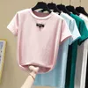 Ropa mujer verão camiseta mulheres estilo coreano moda tshirt roupas de algodão de manga curta camiseta femme o-pescoço tops 210604