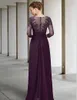 Lång ärm Chiffon Mother of the Groom Dresses Plus Size O Neck Formal Spets Evening Wedding Party Prom Gäster GOWS9697688