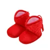 Newborn Baby Boots Winter Warm Solid Color Plus Velvet Tie Flowers New Baby Girl Boots 0-18m G1023