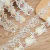 Clothes Sewing Supply Decoration 15 Yard Embroidered Flower Pearl Beads Lace Edge Trim Ribbon DIY Vintage Trimmings Edging Fabric Applique Sewing Craft Party