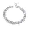 Bracciale in argento sterling 925 Bellissimo bracciale a maglie in zircone CZ ghiacciato Bracciale a catena cubano personalizzato