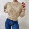 2021 outono inverno senhora tricotada camisola casual o-pescoço de manga comprida jumpers moda sexy oco out slim sólido pulôver suéteres y1110