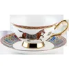 유럽 ​​로얄 뼈 중국 오후 티 컵 골든 빈티지 커피 컵 접시 크리 에이 티브 럭셔리 Vaso 카페 식기 AF50BD 210611