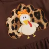 Clothing Sets Autumn 2Pcs Kids Baby Girls Outfits Turkey Embroidery O-Neck Long Sleeve Tops Leopard Print Flared Trousers 1-6Y