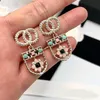 Fashion brand designer Charm earrings ladies diamond square pendant earring high quality with box