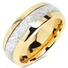 Fashion 2021 Jewelry Accessories Classical 8mm Gold/Silver Color Meteorites Pattern Stainless Steel Rings for Men