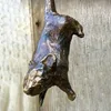 Escultura de aldaba de puerta de gato y ratón, accesorios de adorno de resina de pared de hierro fundido marrón oxidado, manualidades para decoración del jardín del hogar 2106072919