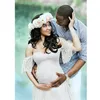 Maternity Dresses Women's Floral Lace Short Sleeve Pography Sleeves Off Shoulder Long Dress Pregnant Woman Clothes D315