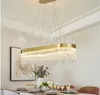 Lampadario di cristallo rotondo moderno per sala da pranzo Design rettangolare Apparecchi di illuminazione per isola da cucina Chrome LED Cristal Lustre