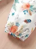 Bebê plissado guarnição botão falso top top floral cintas de impressão ela
