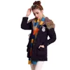 フィッタイラー冬の女性のジャケットミディアムロング厚い厚みのフード付きウッドコートスリムパーカー綿パッド入りジャケットオーバーコート211102