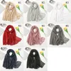 Plain Cotton Glitter Muslim Hijabs Schals Damenmode Kopftuch Große Kopfwickel Turbane Foulard