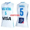 Custom Gianna Manu Ginobili Argentina Jersey de basquete 3 cores Tamanho da camisa S-4xl Qualquer nome e número de camisas de alta qualidade