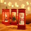 Juldekorationer Santa Claus Interior Telefon Booth Small Oljelampa Snowman Scene Layout Lysande Dekoration Present