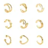 Orecchini a clip cavi intrecciati in oro geometrico semplice per le donne Regalo di gioielli con orecchini a polsino dell'orecchio di cristallo a forma di stella punk